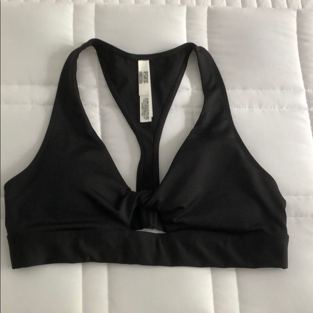 NWOT pink twisted front sports bra / swim top
